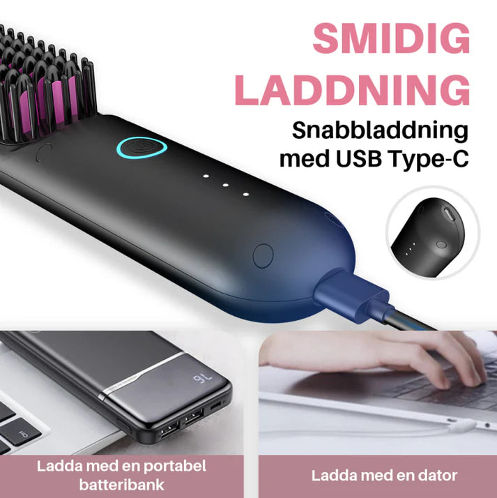 Trådlös Raktångsborste med Keramik & LCD